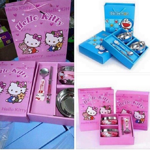 Bộ Bát Cách nhiệt hình Doremon,/Mèo kitty siêu Kute