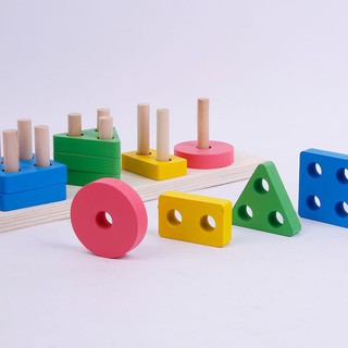 Thả hình khối luồn cọc BẢN CHUẨN Montessori| Đồ chơi an toàN