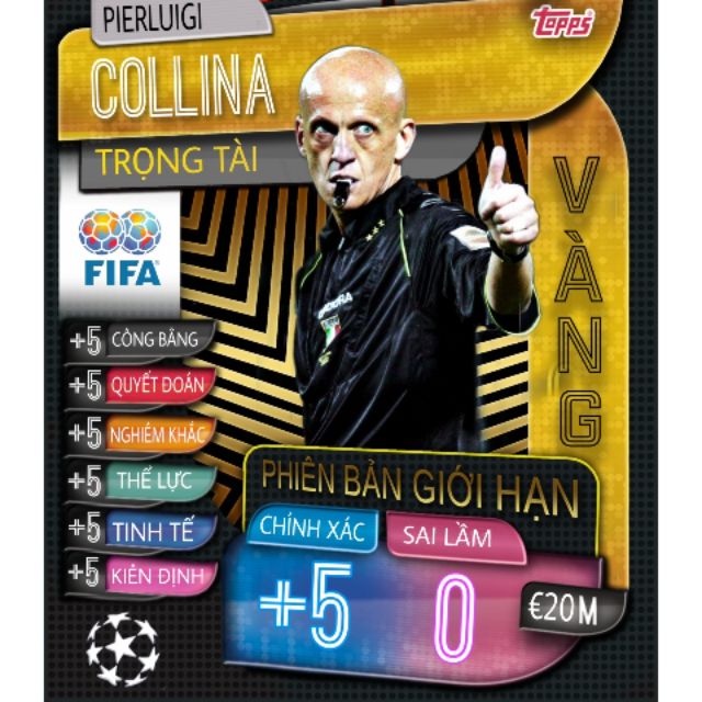 Thẻ trọng tài collina thẻ render poca match attax