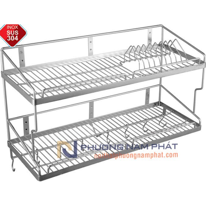 Kệ Đựng Chén Bát Đĩa Treo Tường Bằng inox 304 Cao Cấp KC30 Kệ chén 2 tầng