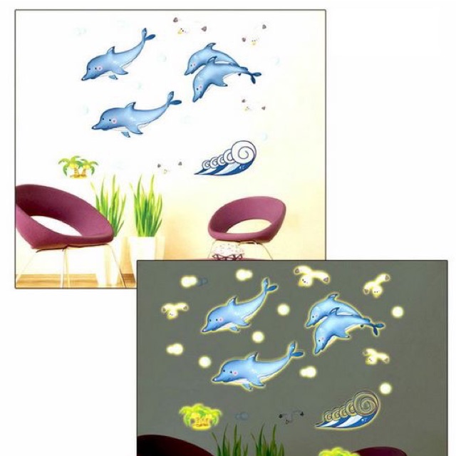 Decal cá heo dạ quang