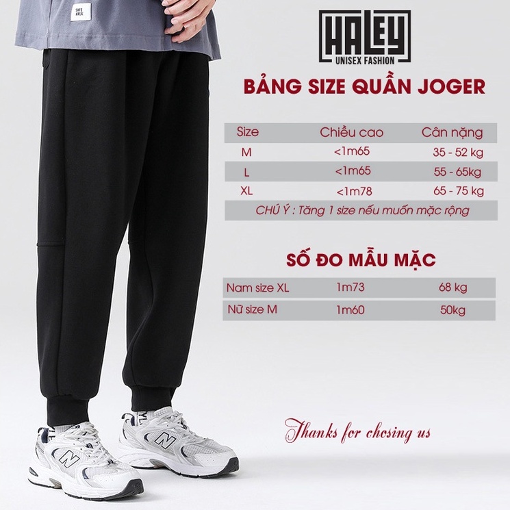 Quần jogger thể thao nam unisex HALEY chất liệu Nỉ thun co giãn 4 chiều QD2 không nhăn