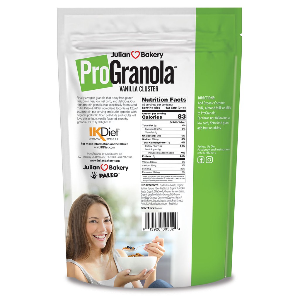 Ngũ cốc Pro Granola Keto ăn kiêng 500gr JULIAN BAKERY - USA/Low Carb/ Gluten Free/ Eat Clean