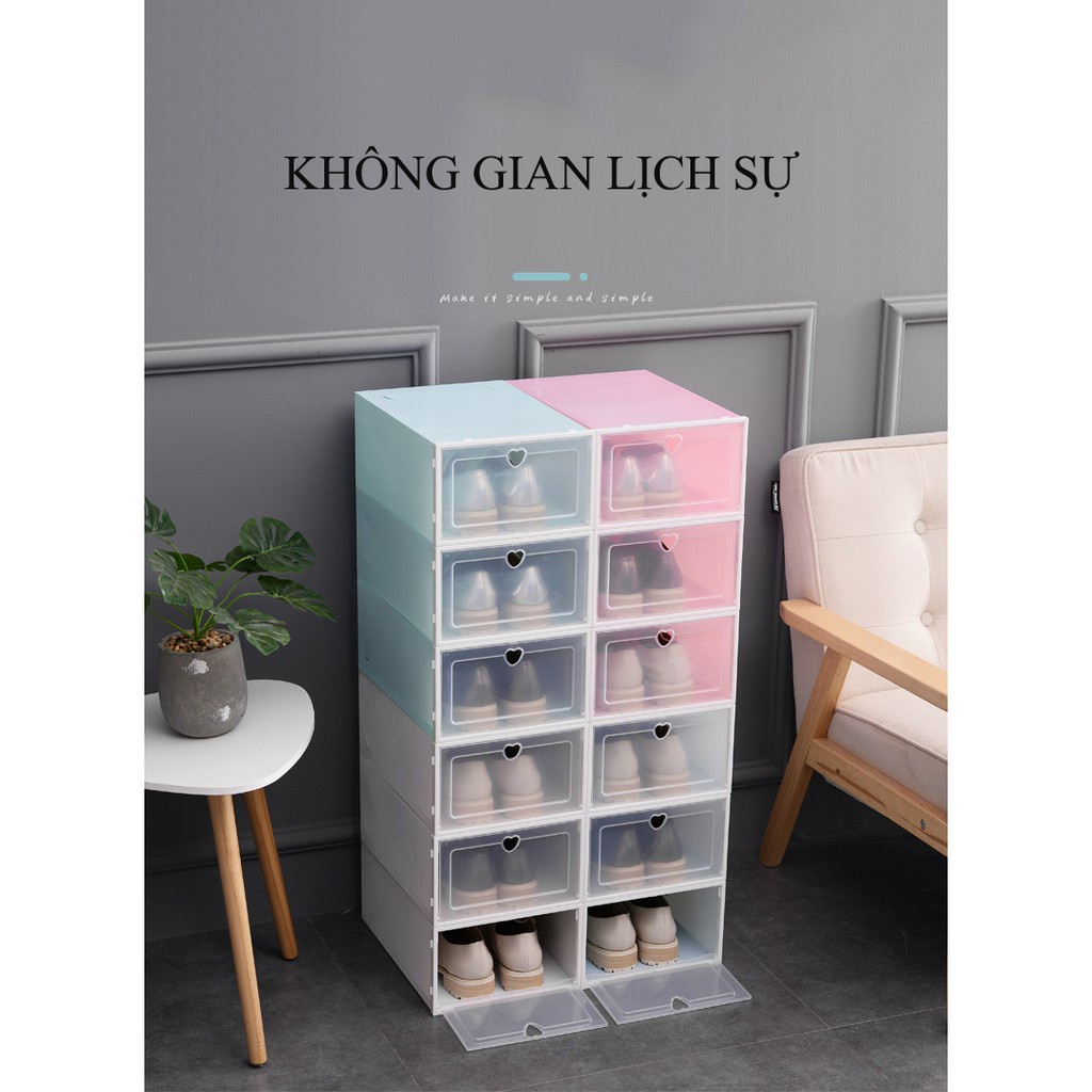 Hộp Đựng Giày Nắp Nhựa Cứng Loại 1 SIZE LỚN, Tủ Giày, Kệ Giày Dép Giá Rẻ, Tủ Lắp Ráp Bảo Quản Giày Nắp Nhựa Cứng