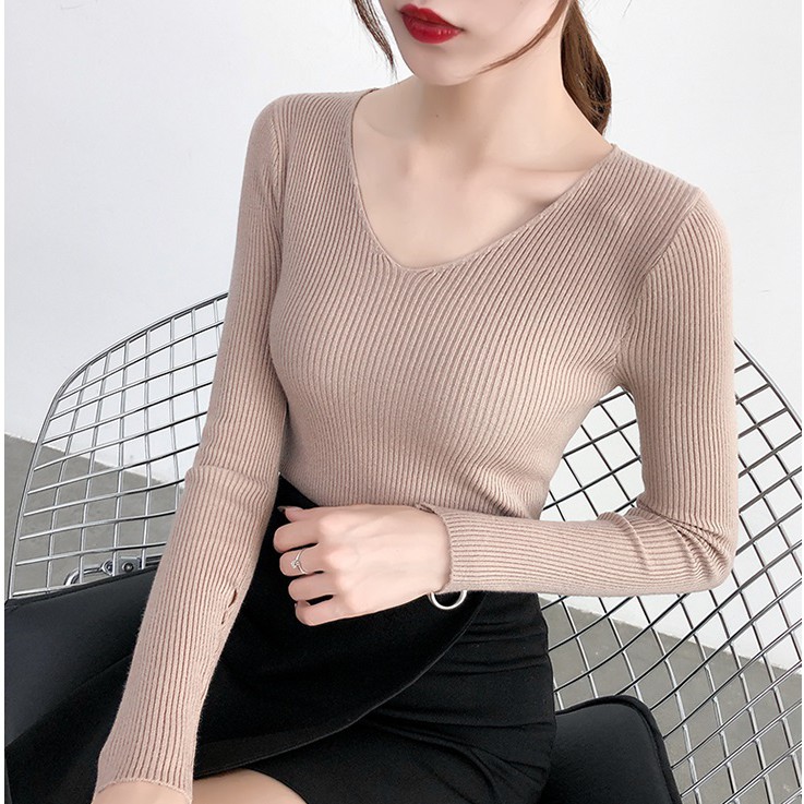 Áo len nữ cổ tim siêu tôn dáng Al72