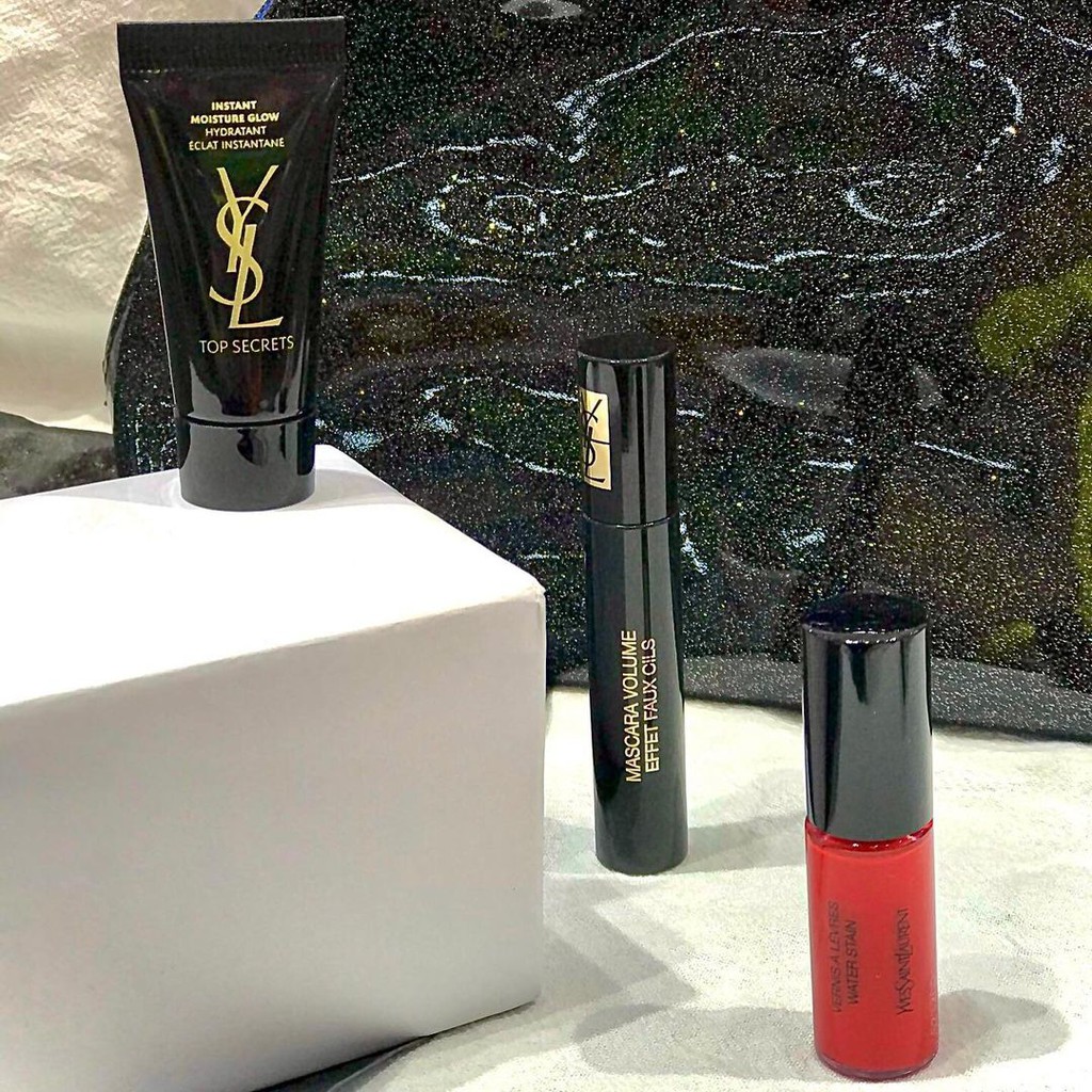 SET TRANG ĐIỂM YSL MINI KÈM TÚI ĐỰNG ĐỒ MAKEUP