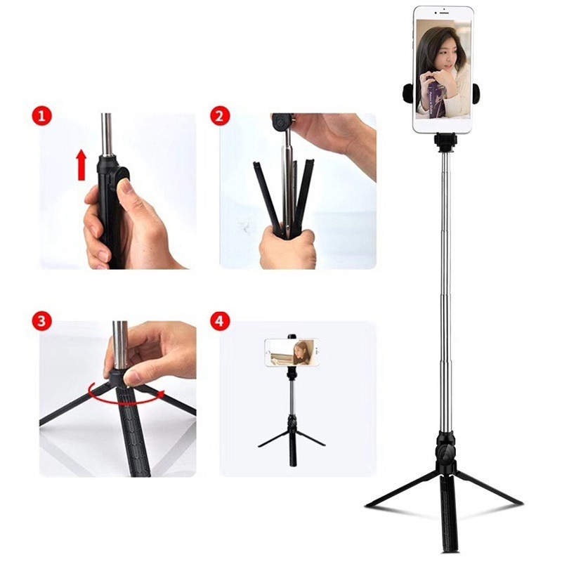 Gậy chụp ảnh tự sướng XT10 selfie kèm 3 chân đứng Tripod kết nối bluetooth - remote điều khiển từ xa - 8997