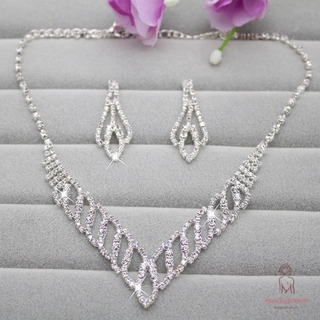 Set dây chuyền + bông tai đính đá pha lê đa năng cho nữ