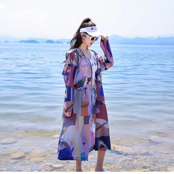 Áo Khoác Cardigan Tay Dài Dáng Rộng In Họa Tiết Rằn Ri Có Khóa Kéo Chống Tia UV Thoáng Khí Thời Trang Đi Biển Mùa Hè Cho Nữ | BigBuy360 - bigbuy360.vn