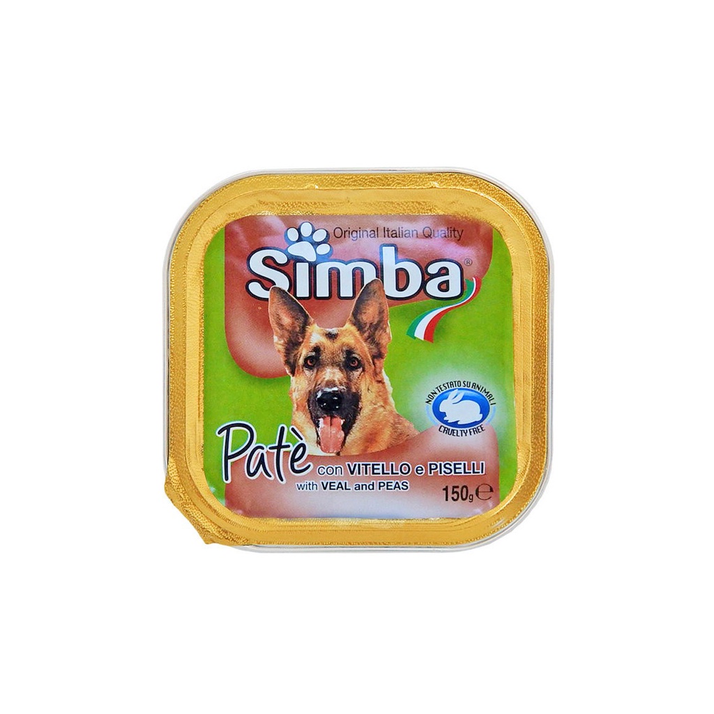 Pata cho chó SIMBA vị Bò &amp; đậu Hà Lan 150gr xuất xứ Ý