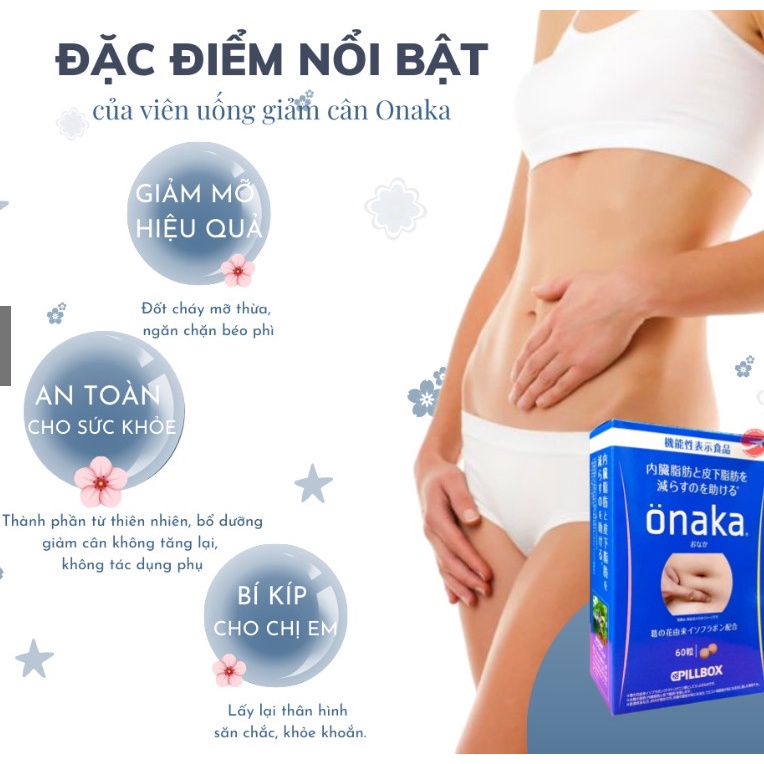 Viên uống giảm mỡ cấp tốc an toàn giảm mỡ bụng onaka Nhật bản 60V