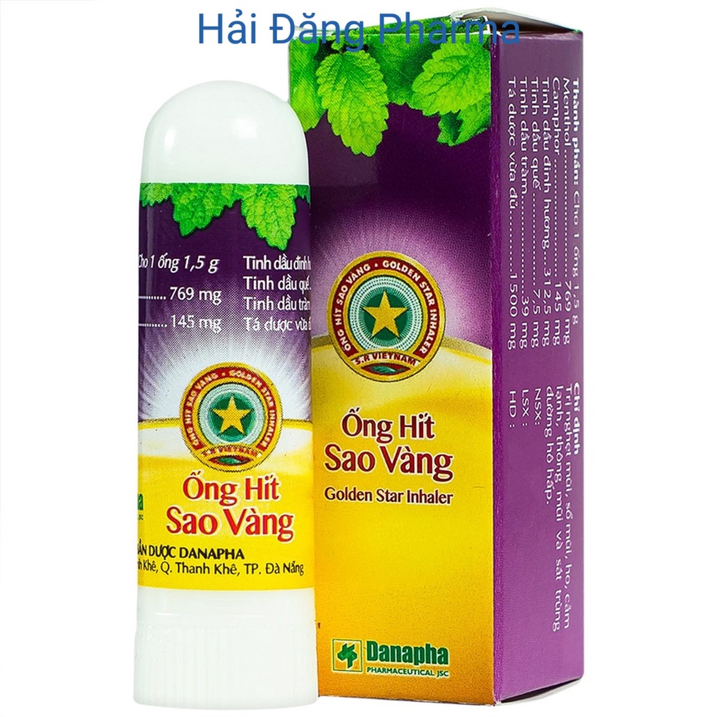Ống hít sao vàng. Hỗ trợ ngạt mũi, sổ mũi, giúp thông mũi