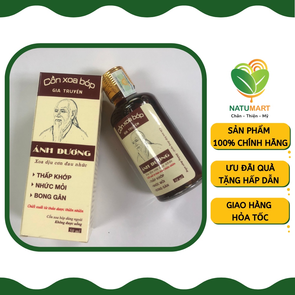 Cồn Xoa Bóp Gia Truyền Ánh Dương, Thảo Dược Thiên Nhiên Block 4 chai - NATUMART