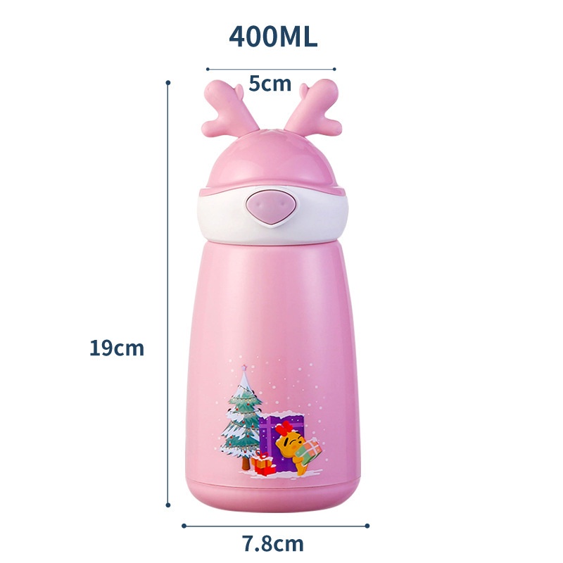 Bình Nước Thủy Tinh 400ml Hình Sừng Hươu Đơn Giản Cho Nữ Ốp