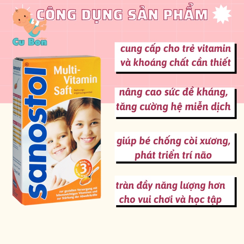 Vitamin tổng hợp Sanostol số 3 dạng Siro 460ml của đức Phù hợp cho trẻ từ 3 -6 tuổi