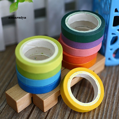 Set 10 Cuộn Băng Keo Giấy Màu Cầu Vồng Trang Trí Sổ Tay Diy