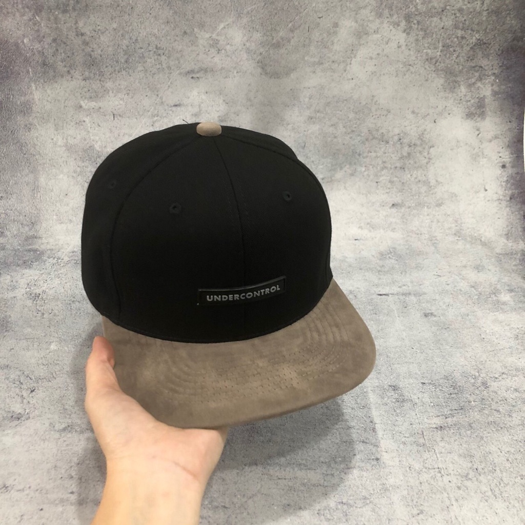 Mũ hiphop - Mũ snappack phong cách hiphop kaki trơn thêu chữ màu đen