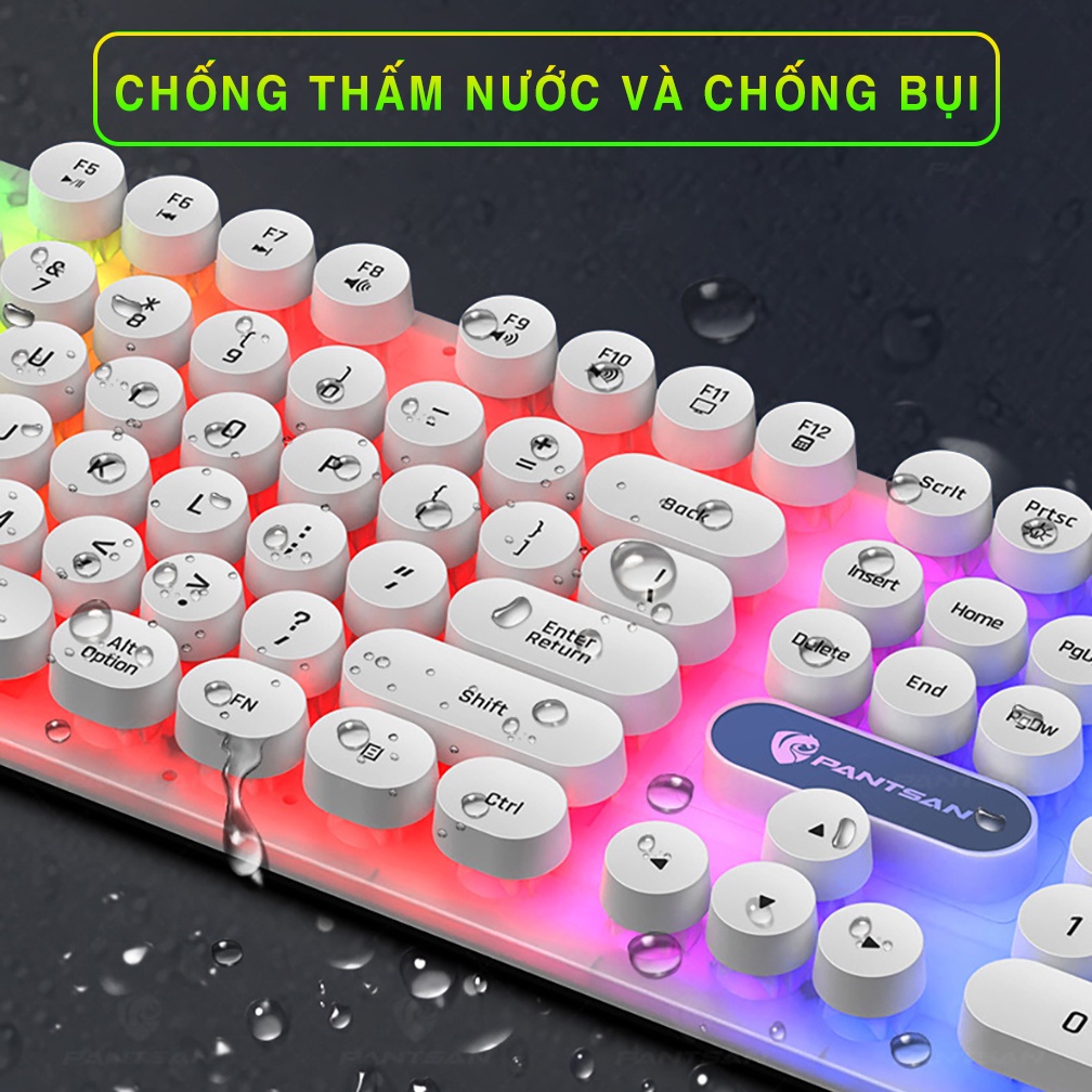 Bàn phím giả cơ PK100 có dây nút tròn LED chống nước chuyên game, văn phòng | BigBuy360 - bigbuy360.vn