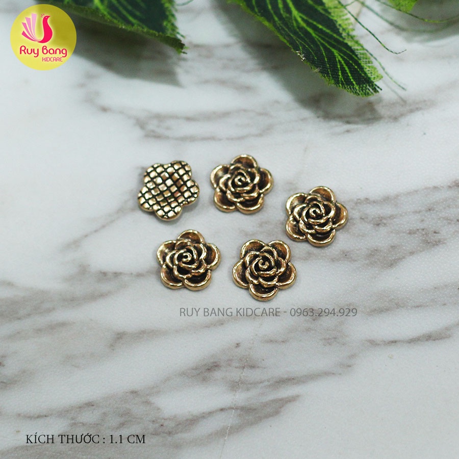 Charm mạ kim đính đá nguyên liệu dùng gắn bờm/cài đính đá, dây buộc tóc phong cách Hàn Quốc - link 6