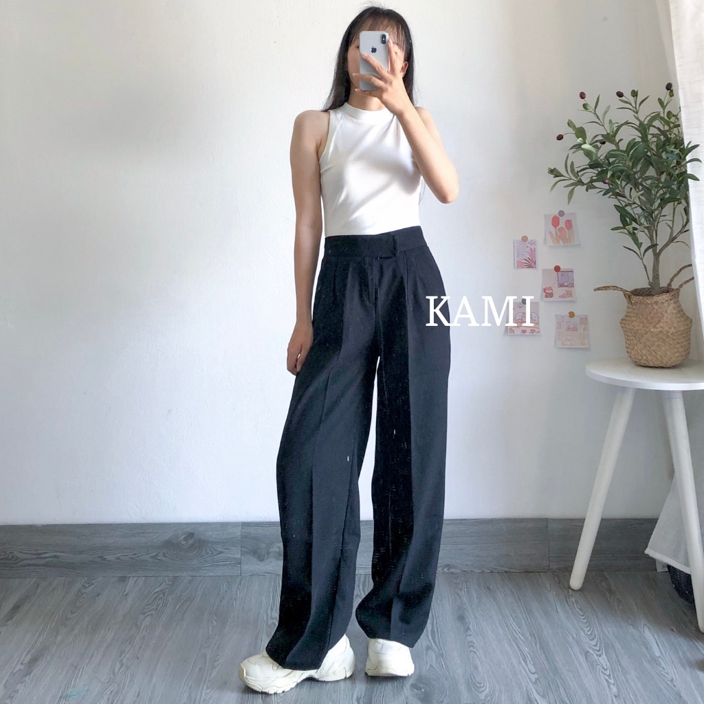 Quần tây ống rộng dáng suông dài 105cm