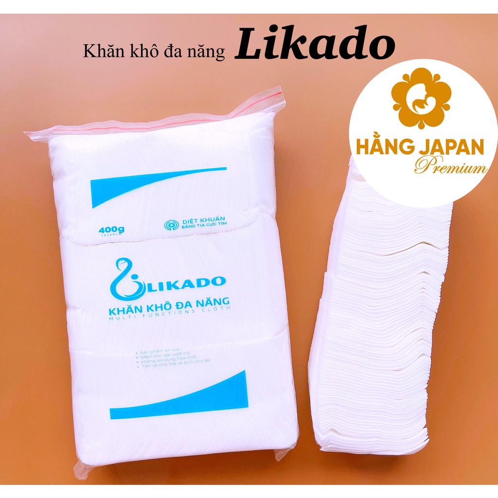 Khăn vải khô đa năng Likado 180 miếng / 400g cho bé mềm mịn, không kích ứng