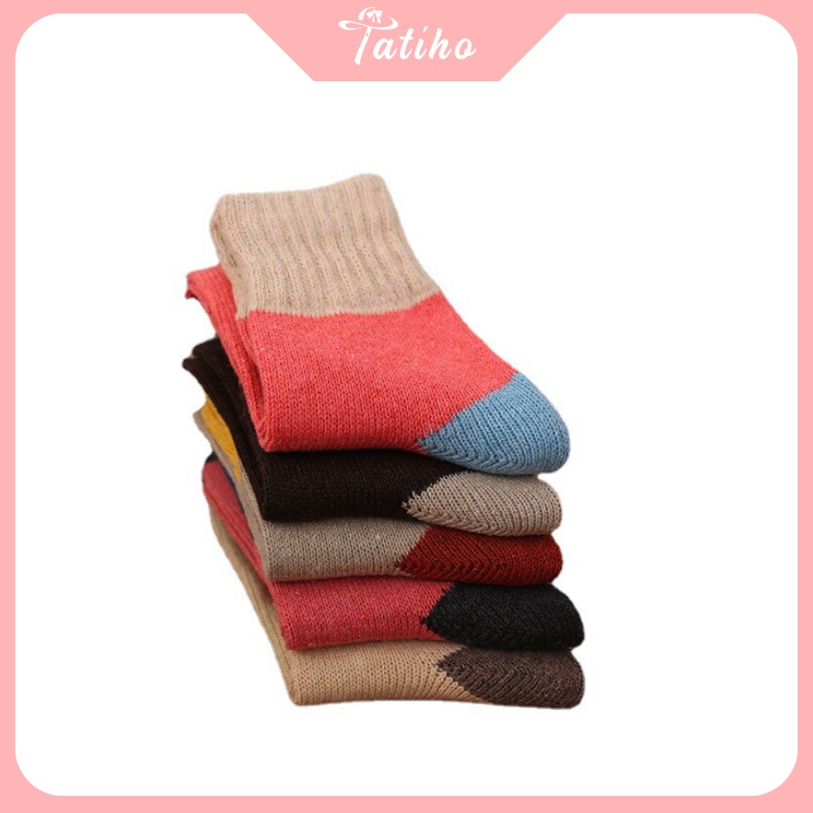 [Hàng Xịn, Giá Tốt] Vớ Tất Nam Nữ Unisex Cổ Cao Cotton Họa Tiết Phối Nhiều Màu Phong Cách Hàn Quốc Dễ Thương - Mã TV017