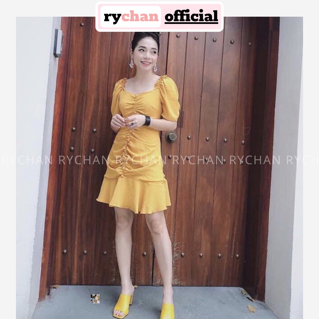 DX101 - Đầm Xòe Nhún Trước Đuôi Cá 3 Màu