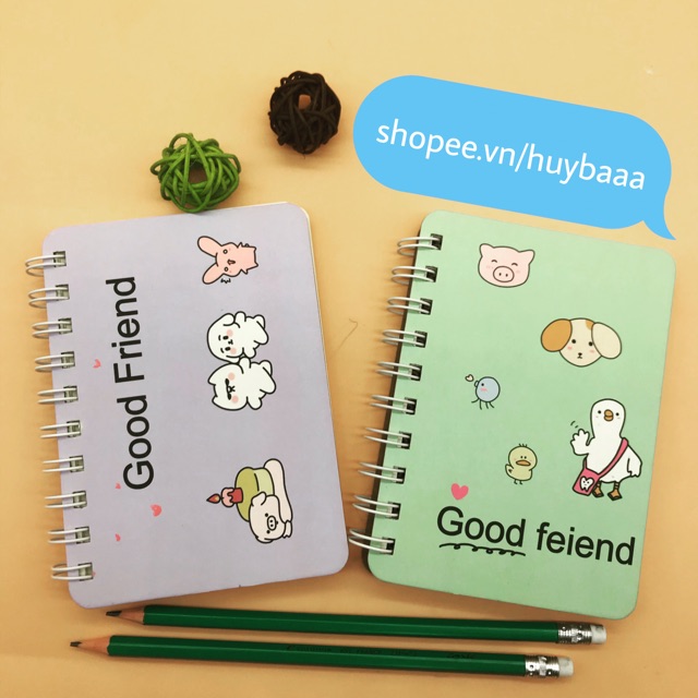 [TẶNG 2 CÂY CHÌ PHÁP CONTE] Sổ Lò Xo Mini Good Friends Phong Cách Nhật Bản