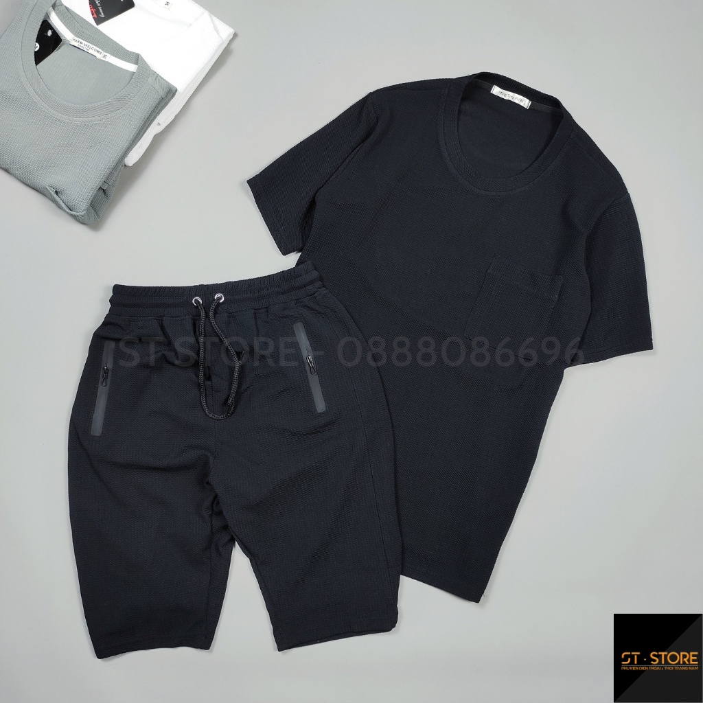 Bộ thể thao nam mùa hè vải Cotton xốp, Đồ bộ quần áo nam mặc nhà, đi chơi ST-STORE