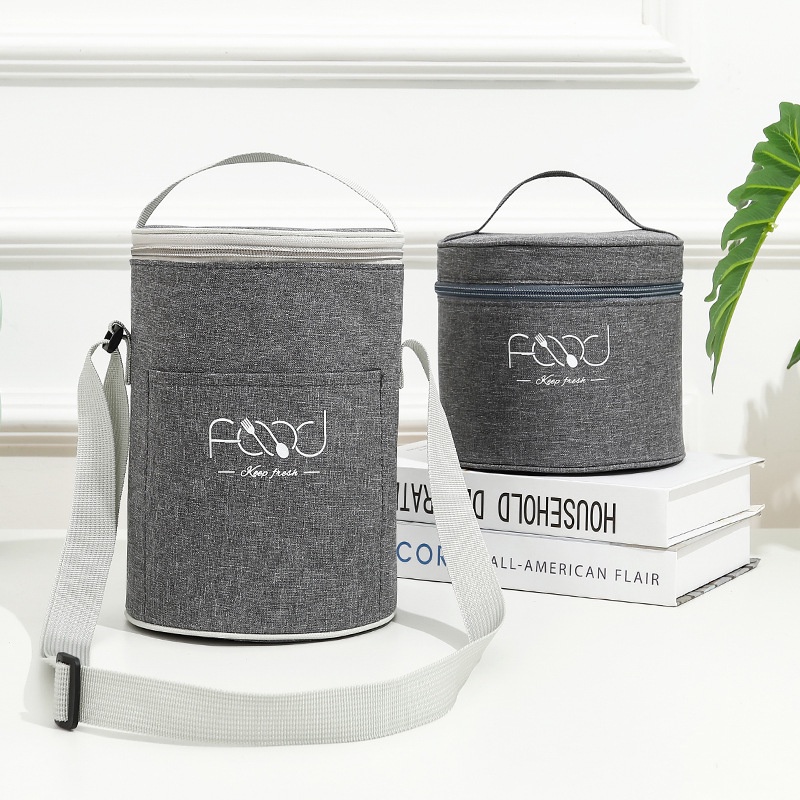 Túi đựng đồ ăn/ đựng cơm tròn giữ nhiệt KEEP FOOD, 2 ngăn, 3 lớp, 3 lớp cách nhiệt, vải chống thấm