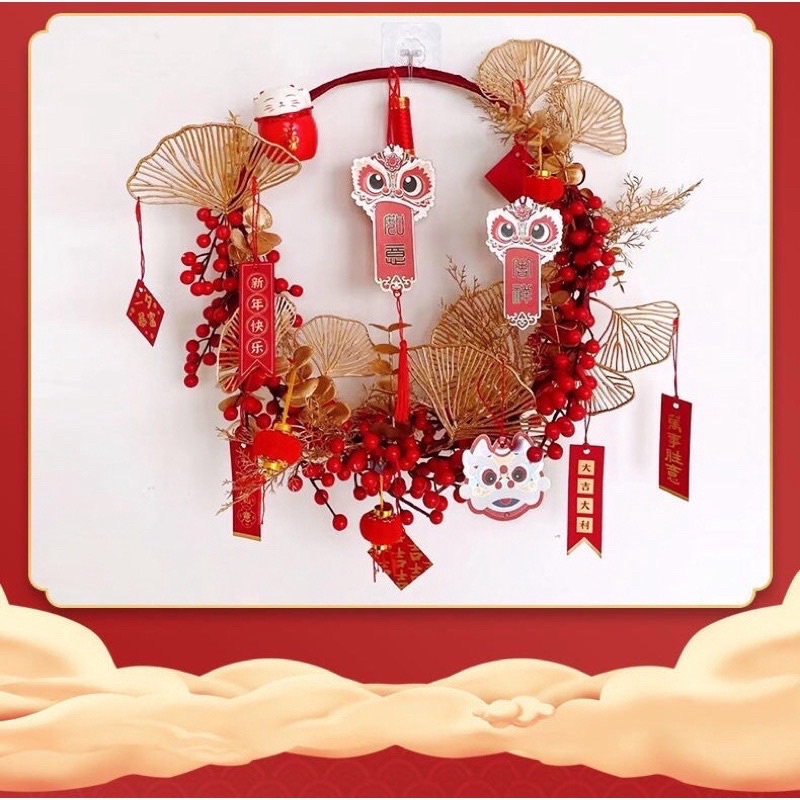 VÒNG HOA ĐÀO ĐÔNG TREO TRANG TRÍ NHÀ CỬA