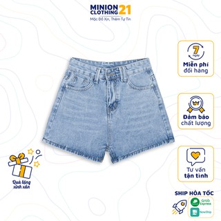 Quần sooc MINION CLOTHING lưng cạp cao ống vừa short jeans nữ Ulzzang Hàn Quốc Streetwear chất bò Q508