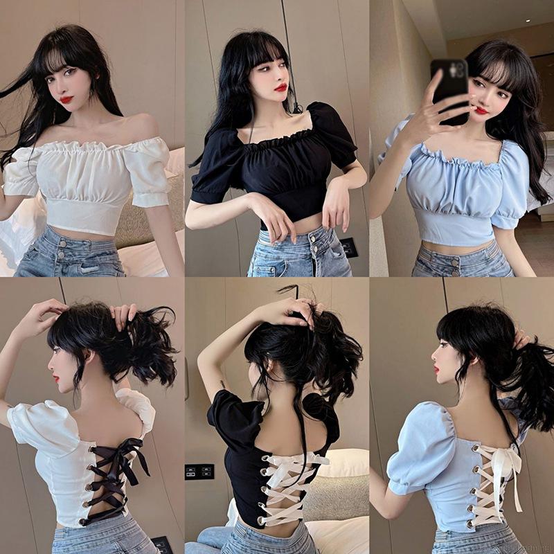 Áo Croptop Tay Ngắn Thiết Kế Trễ Vai Quyến Rũ | BigBuy360 - bigbuy360.vn