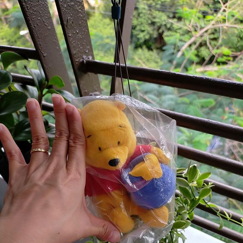 Gấu Pooh ôm hũ mật vải, mũi vải, size 15cm, xù nhẹ, chính hãng Disney 🥰🥰🥰