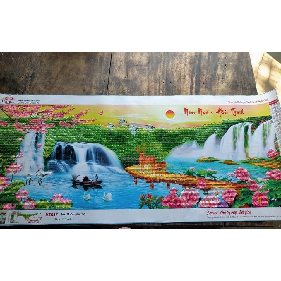 Tranh đính đá phong cảnh Non Nước Hữu Tình  - chưa đính đá