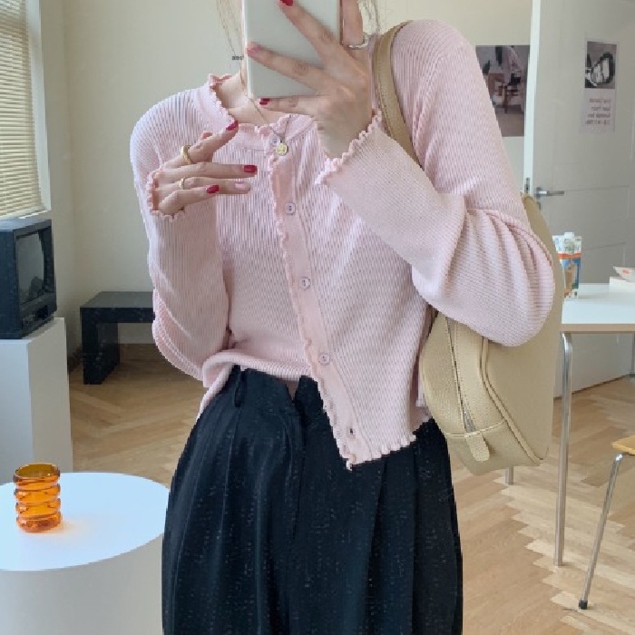 Áo cardigan ZHELIHANGFEI tay dài dáng ngắn dệt kim thời trang quyến rũ dành cho nữ