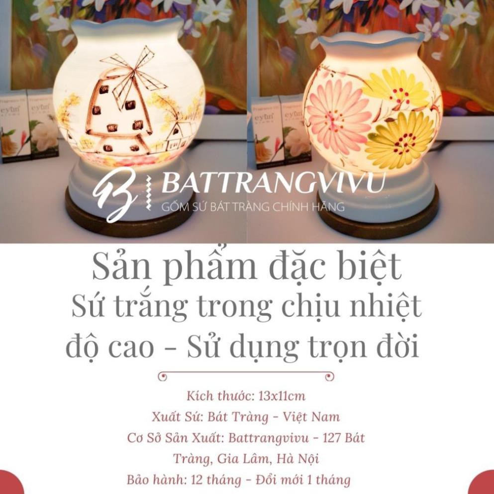 Giá Xưởng Đèn Xông tinh dầu size trung TẶNG Tinh dầu 3 tháng + 2 bóng đèn thay - chính hãng Bát Tràng