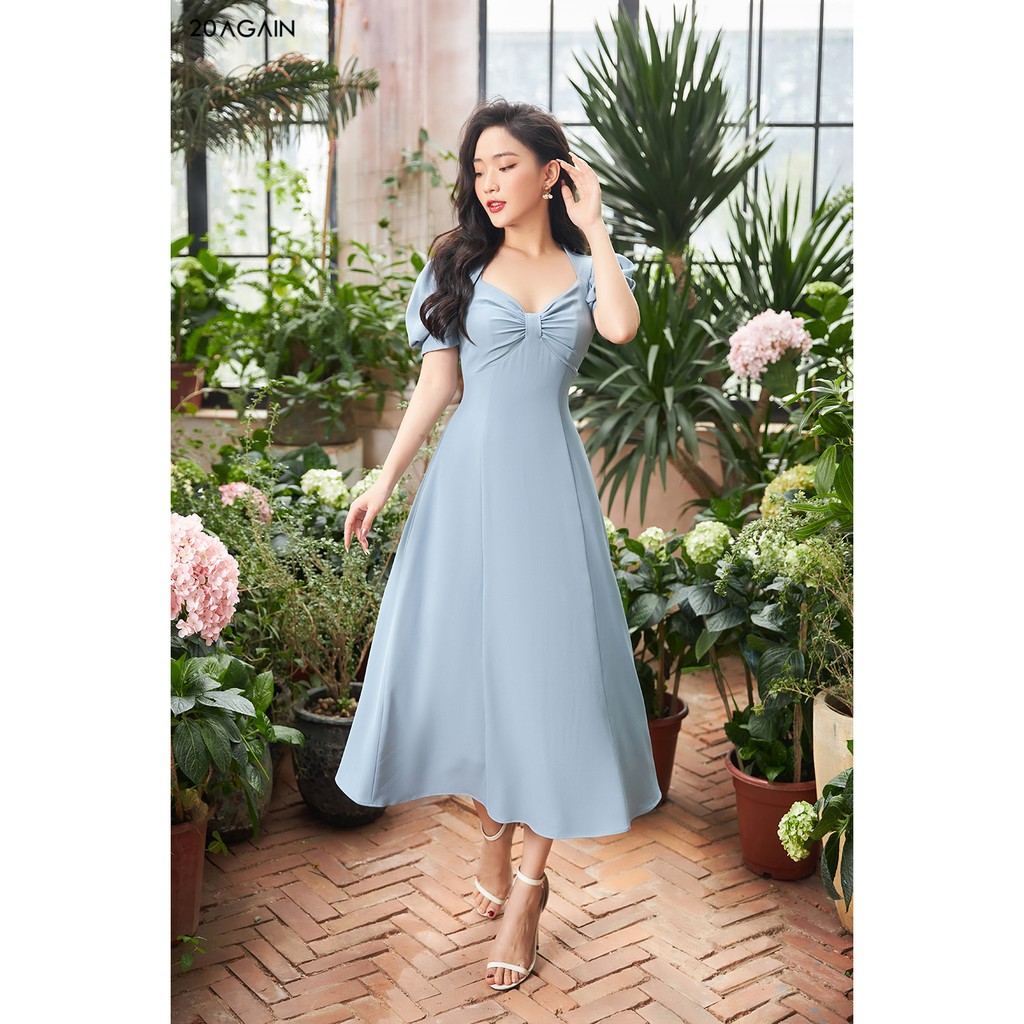 Đầm Xòe tay bồng nơ ngực 20Again DDA1261