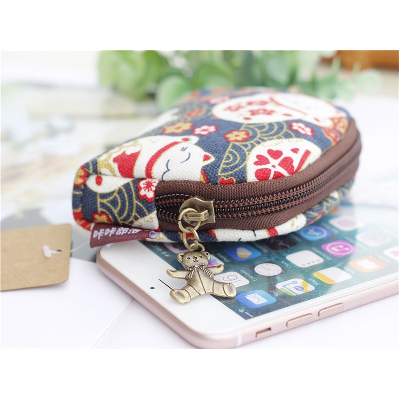 Túi Vải Canvas Mini Đựng Tiền Xu / Chìa Khóa / Son Môi Phong Cách Nhật Bản Mới 2023