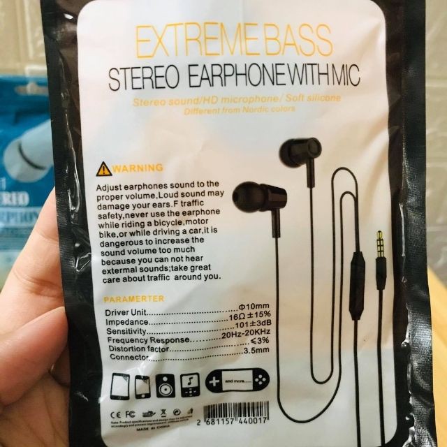 Tai nghe có dây nhét tai in ear chống ồn có mic S-01 jack 3.5 cho điện thoại samsung, sony, oppo