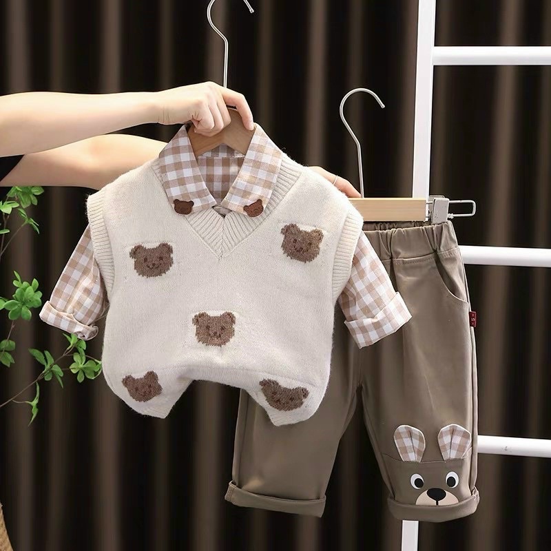 Bộ len gấu 3 chi tiết 10-20kg