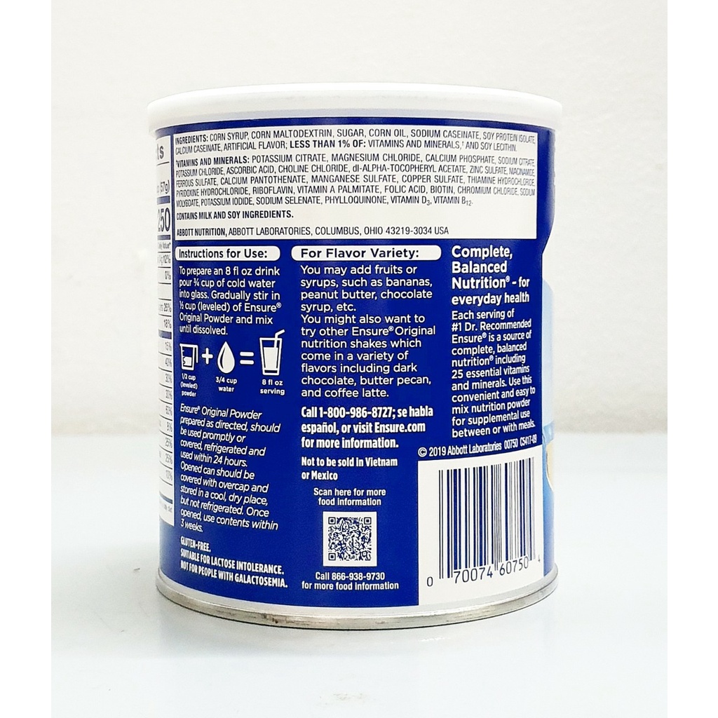 Sữa bột Ensure ® Powder 397g (Abbott Hoa Kỳ) 𝐌𝐲̃