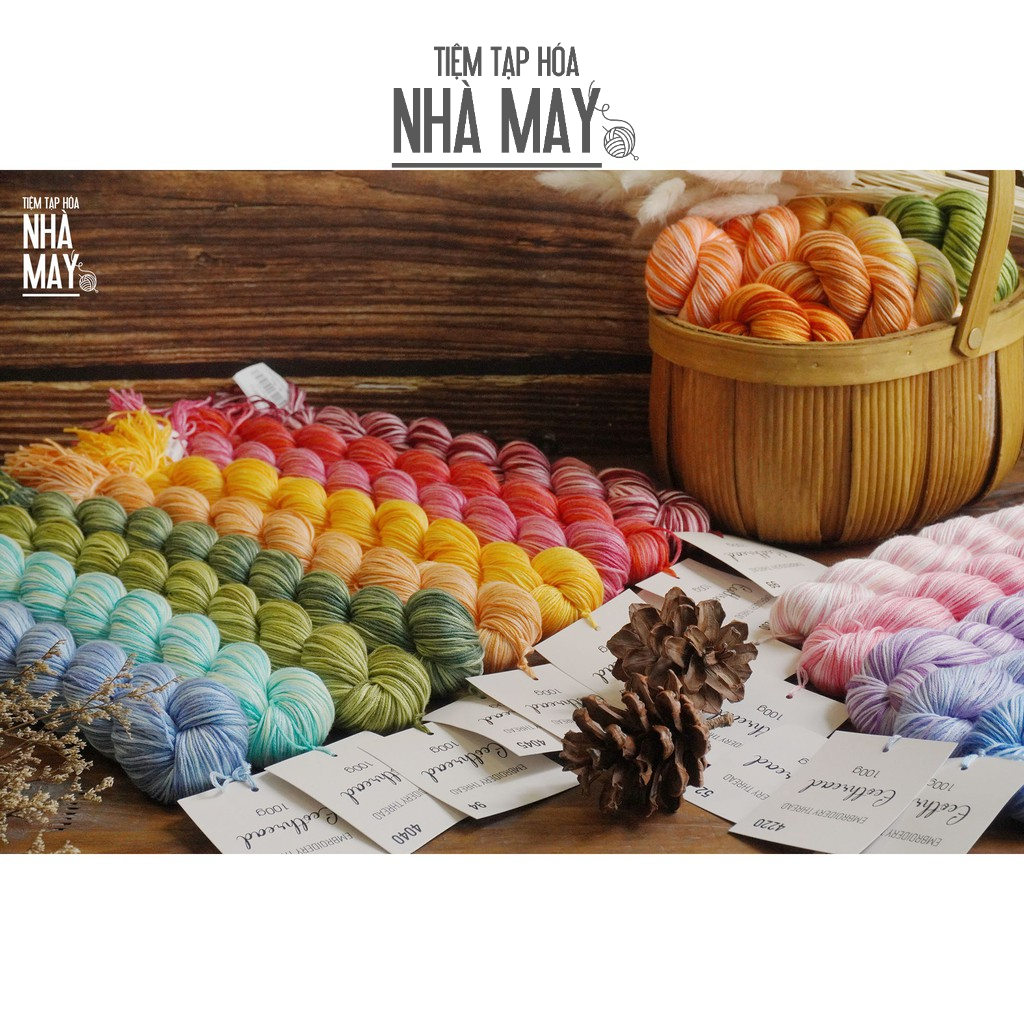 [Bảng 2/3] Chỉ thêu loang màu Eco-thread Tiệm tạp hóa nhà May nhuộm sinh học (giá 100g)