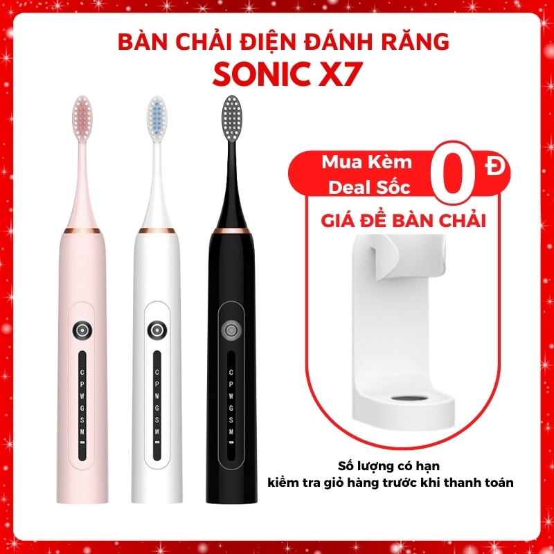 Bàn Chải Điện Sonic X7 Đánh Răng Tự Đông 6 Chế Độ Rung Công Nghệ Châu Âu Sạc 1 Lần Dùng 2 Tháng BH 3 Tháng