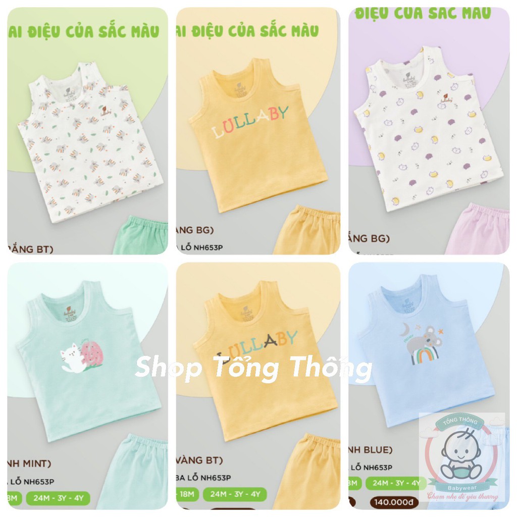 Bộ ba lỗ Lullaby petit cao cấp mềm mịn thoáng mát nhẹ da trẻ em in hình họa tiết nghộ nghĩnh cho bé trai bé gái NH653P