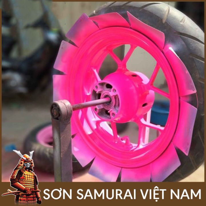 Sơn Samurai màu hồng huỳnh quang 53 chính hãng, sơn xịt dàn áo xe máy chịu nhiệt, chống nứt nẻ, kháng xăng