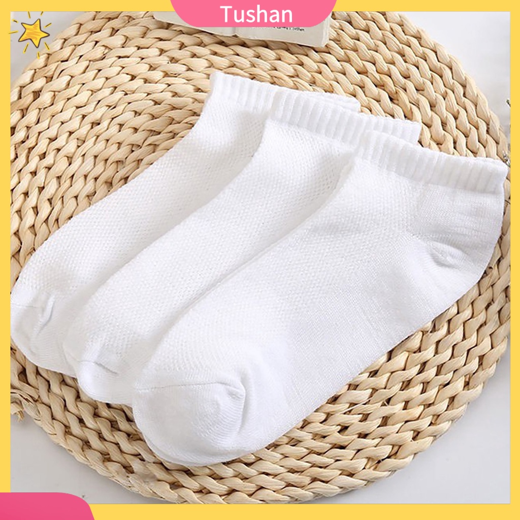 Vớ thuyền cổ thấp thể thao chống trượt phối lưới thoáng khí màu trơn cho unisex