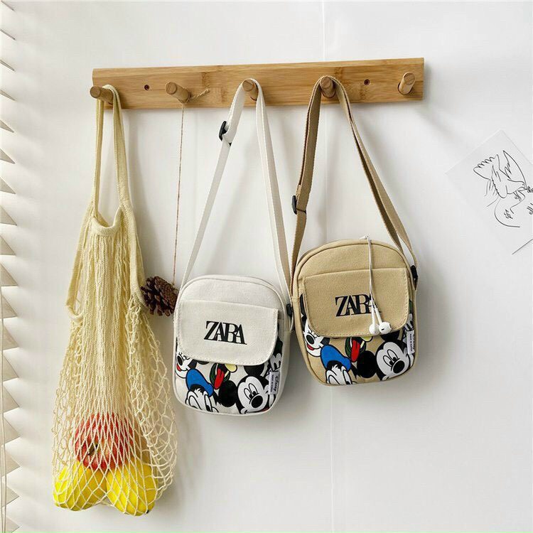 Túi đeo chéo nữ ZARA vải canvas 5 màu cá tính đẹp xuất sắc