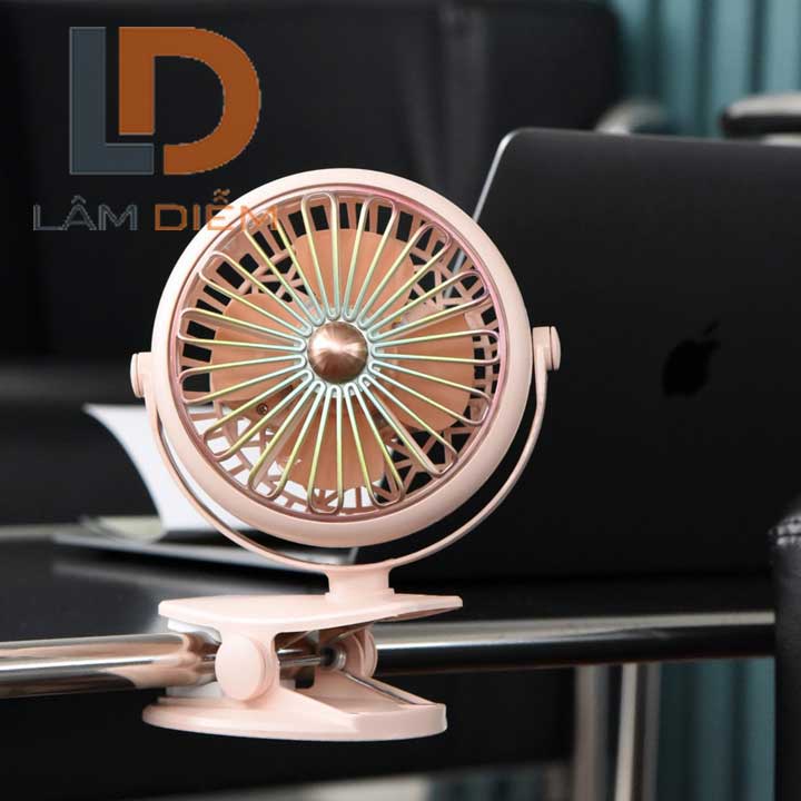 Quạt sạc kẹp bàn có đèn led siêu mát nđ 2118 - 2006