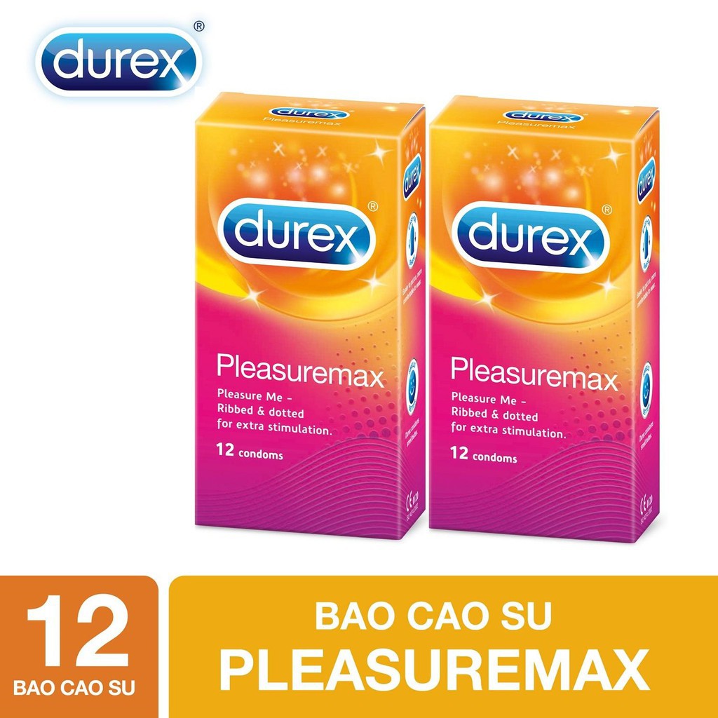 Bộ 2h Bao cao su Durex Pleasuremax 12 bao Có gân hạt nổi tăng khoái cảm+ tặng 1h durex 3 chiếc cùng loại